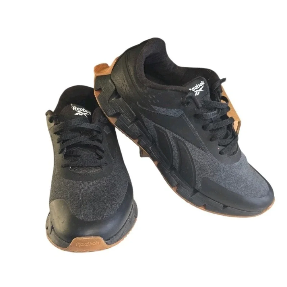 Reebok‎ Mens Zig Dynamica 2.0 Athletic Shoes Size 12 Black Gum Running Sneakers